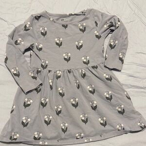 H&M Kids Dress in Gray with Floral Design